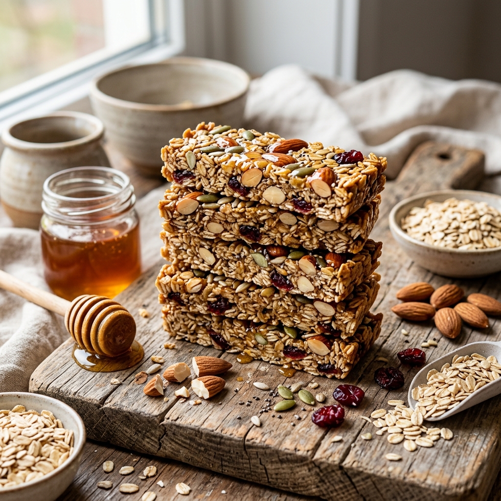 No-Bake Honey Oats Granola Bars Recipe